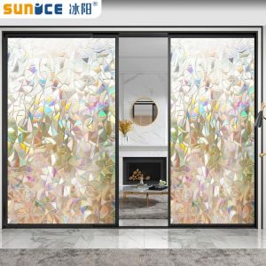 SUNICE 3D Decorative Window Privacy Film Static Clings Glass Sticker Rainbow Effect Vinyl Anti-UV Tint Office Home Kitchen