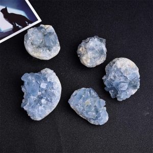 Natural Beautiful Madagascar Celestite Crystal Raw Druzy Cluster Sky Blue Geode Rough Mineral Specimen