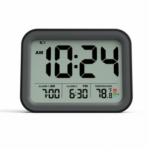 Battery Operated Digital Alarm Clock for bedroom, Dual Smart Alarm with Workdays/Weekends Setting, Snooze, Small Travel Clock