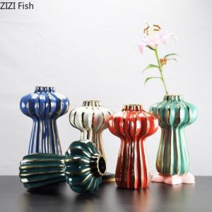European Modern Plating Lantern Ceramic Vase Living Room Bedroom Decoration Flower Arrangement Art Flower Vases Home Decoration
