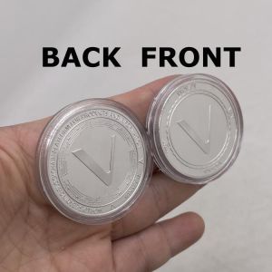 CO44 Beautiful V COIN VECHAIN WORLD LEADING BLOCKCHAIN PLATFORM FOR PRODUCTS Digital Money Silver Plated Crypto Coin
