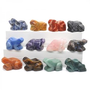Feng Shui Frog Statue Natural Gemstone Healing Crystal Animals Stone Carved Home Office Decoration Tabletop Ornaments Lucky Gift
