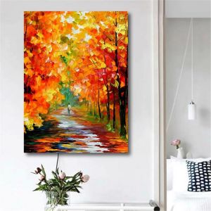 100% Hand Painted Nordic Knife Street Landscape Tree Abstract Oil Paintings Wall Art Decor Wall Picture Modern Canvas Unframe