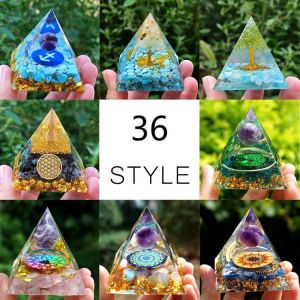 Tree of Life Orgonite Pyramid Healing Crystals Energy Reiki Chakra Multiplier Amethyst Meditation Lucky Gather Wealth Stone New