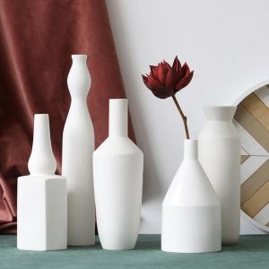 White Ceramic Vase Home Living Room Desktop Flower Arrangement Vase Green Plants Succulents Flower Pot Potted Desktop Ornaments