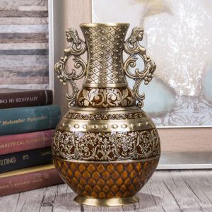Size S Height 25cm Vintage Home Decor Antique Flower Carved Metal Vase Luxury Tabletop Art Craft Decoration Home Ornaments Gift