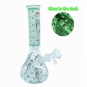 20cm Glass Hookah Bottle Glow In The Dark Smoking Pipe Shisha Accessories Glass Bong Smoke Tubes Vase Home Decor Halloween Gift