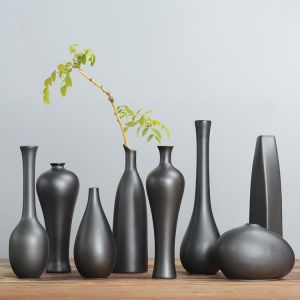 Simple Creative Black Ceramic  Vases, Modern Nordic Home Decoration