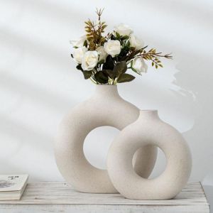 18X19/21.5X23CM Creative Shape Art Modern Ceramic Flowers Vase Home Decor Vase Tabletop Flower Pot Office Decor Ornaments Vases