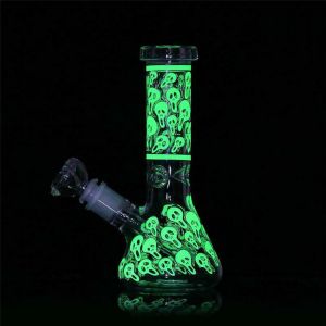 8" Halloween Themed Beaker B0ng-Glow in the Dark