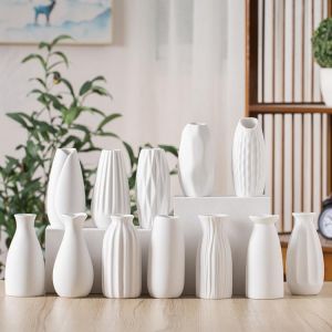 Jingdezhen, the capital of ceramics, manufactures ceramic belly / diamond / tree vase ceramic white vase basket Nordic style