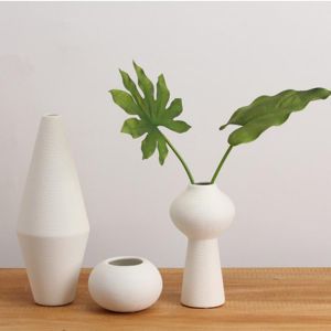 White Ceramic Vases Ikebana Flower Art Vase Japanese Tabletop Meditation Vase Flower Pot Flower Basket Nordic Decoration Home