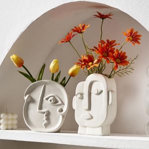Nordic Vase Face Model Ceramic Vases Home Decoration Accessories Home Living Room Decoration Dried Flowers White Vases Gifts