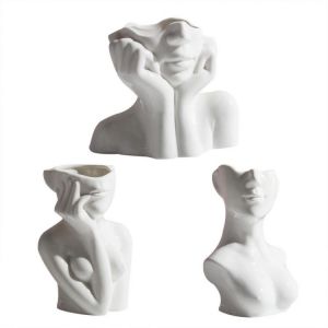 Innovative Ceramic Flower Vase Art Woman Body Shape Succulent Plant Pot Cabin Decor Tabletop Shelf Showpiece For Living Room