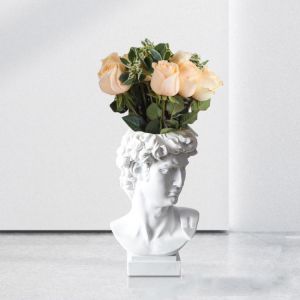 Modern Nordic Style Creative Portrait Vase Human Head Flower Vases Ornaments Resin David Flowers Art Home Decor Table Storage