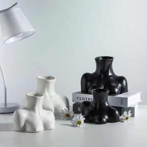 Nordic Ceramics Woman Body Art Vase Bust Statue Ornaments Dining Table Flower Arrangement Container Home Decoration Accessories
