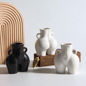 Human Body Shape Vase Ceramic Vase Desktop Plant Container Human Body Art Decorative Flower Pot Plant Container Flower Vase