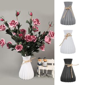Vase decoration household plastic vase white rattan new waist vase crafts vase decoration home flower girl basket for wedding