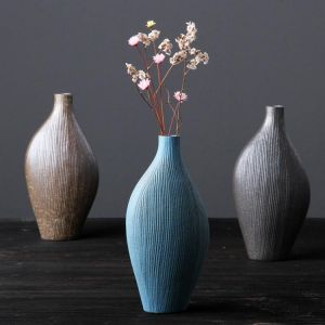 Retro Stoneware Home Decoration Personality Ceramic Grey Small Flower Arrangement Vase