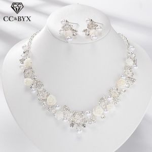 CC Jewelry Sets Pearl Necklace Stud Earrings Choker Pendant Romantic Wedding Engagement Accessories For Bridal Women Gifts TL159