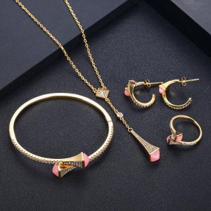 Janekelly 4pcs Bridal Zirconia Full Jewelry Sets For Women Party, Luxury Dubai Nigeria CZ Crystal Wedding Jewelry Sets