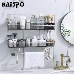 BAISPO Punch-Free Bathroom Shelf Seamless Shampoo Makeup Towel Storage Rack Bathroom Corner Shower Rack Bathroom Accessories