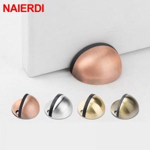 NAIERDI Stainless Steel Rubber Door Stops Non Punching Sticker Hidden Door Holders Catch Floor Mounted Nail-free Door Stop