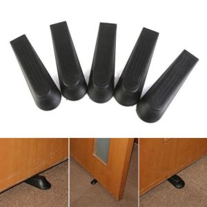 5 Pcs/Set Black Door Stops Stoppers Wedges Jam Block Holder Cather Home Office Tool #80689