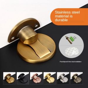 Door Stopper Suction No Punching Stainless Steel Magnetic Floor Suction Invisible Stainless Steel Adjustable Magnetic Door Stop