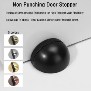 1pc Zinc Alloy Rubber Door Stopper Non Punching Sticker Hidden Door Holder Catch Floor Mounted Nail-free Door Stop Door Hardware