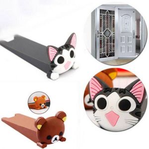 Door Stopper Wedge Finger Protector Silicone Door Stops Cute Cartoon Cat Bear Style Flexible Door Holder Decorative for Home