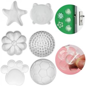 Cartoon PU Transparent Door Stoppers Rubber Waterable Wall Protection Safety Shock Absorber Door Handle Bumpers Security Sticker