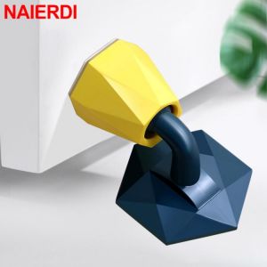 NAIERDI ABS Silicone Door Stopper Diamond Shape Upgraded Suction Door Holder No Punch Sticker Doorstop Wind-proof Door Hardware