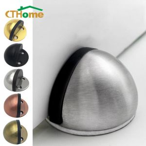 Stainless Steel Door Stopper Holders Catch Floor Mounted Punch-free Door Holder Metal Thickened Rubber Door Stops Hardware