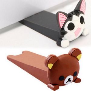 Silicone Door Stops Door Stopper Wedge Cute Cartoon Cat Bear Style Finger Protector Flexible Door Holder Decorative for Home
