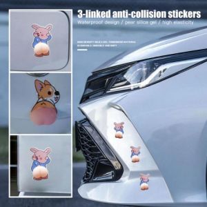 2pcs Car Crash Strip Stickers 3D Big Butt Anti-collision Silicone Sticker For Car Door Rearview Mirror Phone Decoration Gadgets