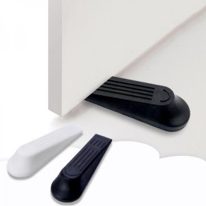 2pcs Black Door Stop Wedge Shaped Plastic Non-Slip Home Office Baby Safe Floor Door Stopper Door Buffers Wholesale New Hot