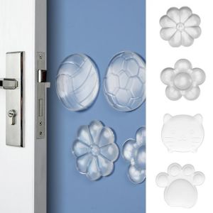 Transparent PU Door Stoppers Wall Protection Safety Shock Absorber Door Handle Bumpers Security Cartoon Waterable Wall Protector