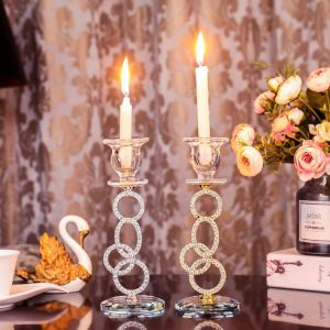 Taper Candle holder, Crystal Candle holders for Taper Candles, Candlesticks Holder for Wedding Gifts,Coffee Dining Table