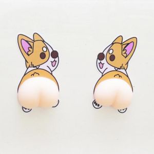 2pcs Cute Butt Car Door Anti-collision Rubber Strip Car Protection Sticker Cartoon Side Rearview Mirror Bumper Sticker Car Decor