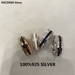 Quatre White 925 Sterling Silver gear turn ring lovers Right ring Men and women fashion Luxury brand Birthday gift jewelry