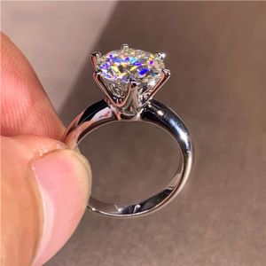 5.0ct Moissanite Engagement Ring Women 14K White Gold Plated Lab Diamond Ring Sterling Silver Wedding Rings Jewelry Box Include