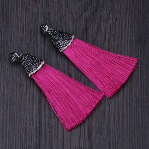 KEJIALAI Bohemia Tassel Earrings Big Statement Drop Dangle Earrings Handmade Ethnic National Bijoux Daily Bijoux Red Green D800