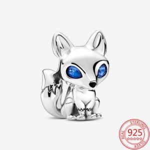 Original 925 Sterling Silver Bracelet Exquisite Blue Eye Fox Charm Fit Pandora 3 mm Bracelet DIY Jewelry Gift