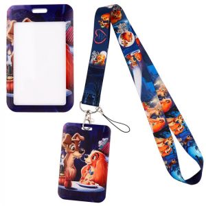 YQ292 Disney Cartoon Lady and the Tramp Lanyard Neck Straps Phone Rope Key ID IC Work Card Badge Holder Keychain Lariat Kid Gift