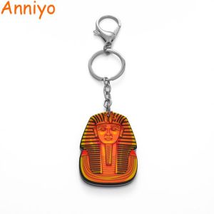 Anniyo Egyptian Tutankhamun Keychains Metal Hook/Acrylic Egypt Jewelry Women Men Key Chains #202506