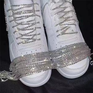 1 pair of shiny super long tassel chain shoelaces AF1 sports shoes decoration women&#x27;s luxury crystal shoes accessories ankles