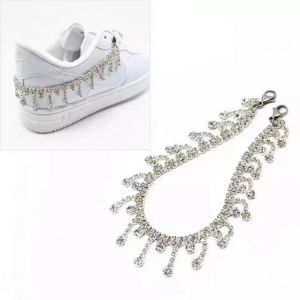 2021 shiny Rhinestone long tassel shoes with sneakers boots and chains women&#x27;s fashion fashion jewelry luxury crystal chain s