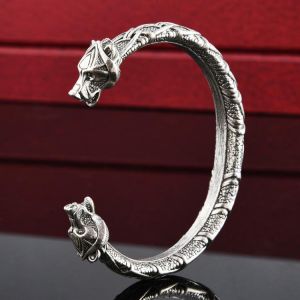 Massive Viking Bear Bracelet Pagan Wolf Bangle Wristband Nordic Vikings Cuff Men Jewelry