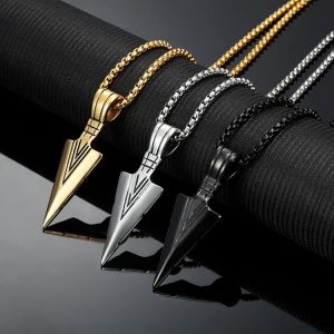 Men's Design Matte Black Long Necklace with Arrow Pendant Jewelry Chain Hip Hop Punk Rock Christmas Halloween Gift For Men Wo